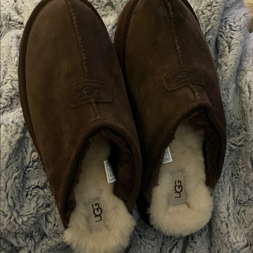 UGG brown suede slippers. Size 10.